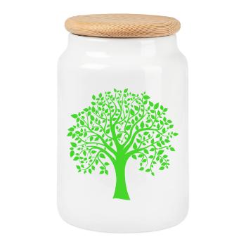 Icon Green Jumbo Tree Print Silhouette - Keksdose mit Holzdeckel - Weiß - Vorne