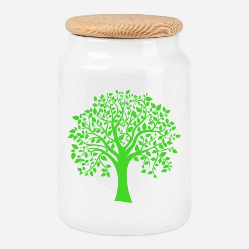 Icon Green Jumbo Tree Print Silhouette - Keksdose mit Holzdeckel - Weiß