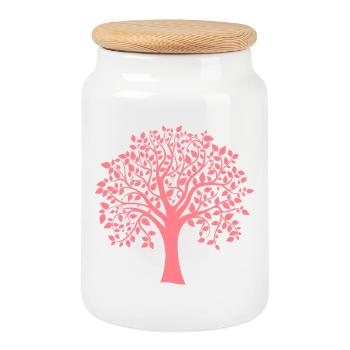 Icon Red Jumbo Tree Print Silhouette - Cookie Jar with Wooden Lid - white - Front