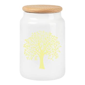 Icon Gelber Jumbo-Baum-Print-Silhouette - Keksdose mit Holzdeckel - Weiß - Vorne