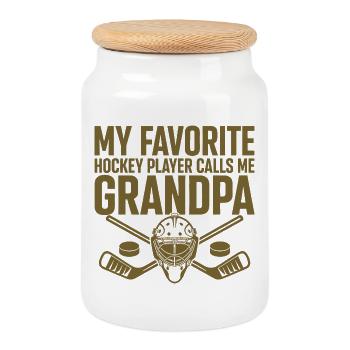Proud Hockey Dad My Favourite Player's Coach - Cookie Jar with Wooden Lid - white - Front
