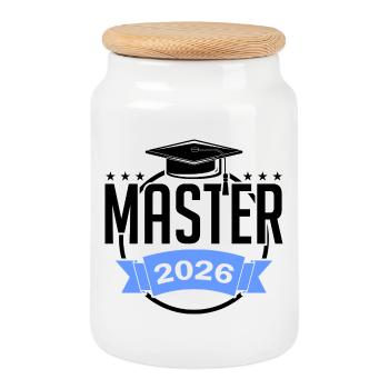 Master 2026 Diplôme - Boîte à biscuits avec couvercle en bois - blanc - Devant