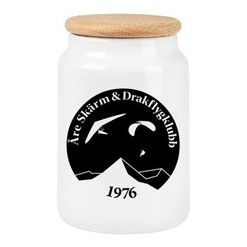 Logo du club de vol d’écrans et cerfs-volants d’Åre - Boîte à biscuits avec couvercle en bois - blanc - Devant