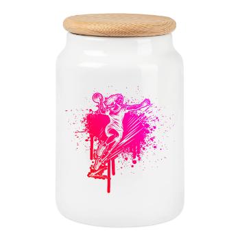 Illustration de handball pour les femmes - Boîte à biscuits avec couvercle en bois - blanc - Devant