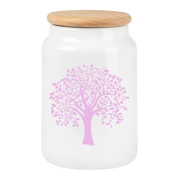 Icon Lila-Jumbo-Baum-Print-Silhouette - Keksdose mit Holzdeckel - Weiß - Vorne