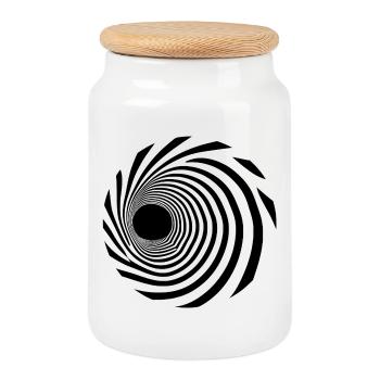 Motif de vide en spirale - Boîte à biscuits avec couvercle en bois - blanc - Devant