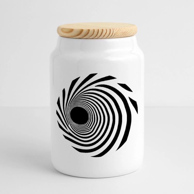 Spiral Void Pattern Cookie Jar with Wooden Lid