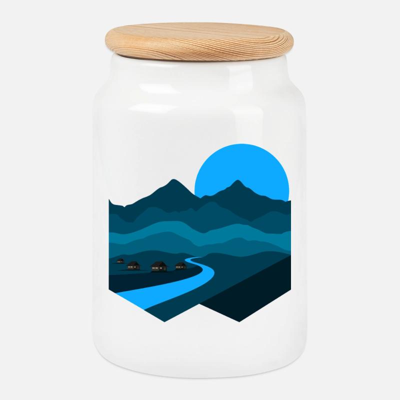 Berglied | Blue Moonlight Minimalistische Wohnung - Keksdose mit Holzdeckel - Weiß