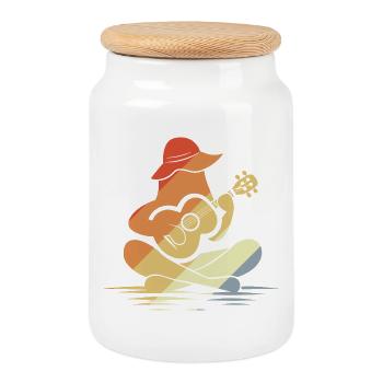 Weibliche Ukulele Grafik - Keksdose mit Holzdeckel - Weiß - Vorne