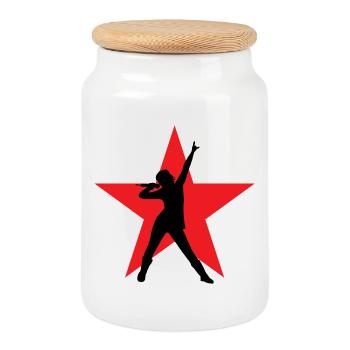 Singer - Singer - Song - Singing - Cookie Jar with Wooden Lid - white - Front