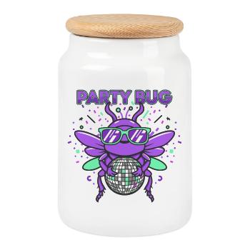 Party Bug - Fièvre disco - Boîte à biscuits avec couvercle en bois - blanc - Devant