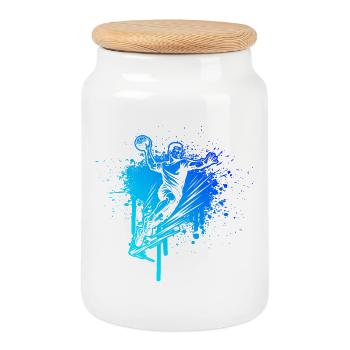 Handball Motiv für echte Liebhaber für Männer - Keksdose mit Holzdeckel - Weiß - Vorne
