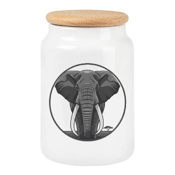 Graphique de cercle de tête d’éléphant - Boîte à biscuits avec couvercle en bois - blanc - Devant
