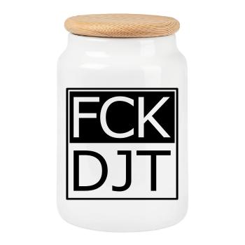 Provocative Block Typography Protest - Cookie Jar with Wooden Lid - white - Front