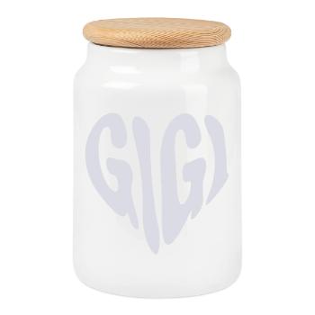 Gigi - Petit cœur graphique (couleur personnalisée) - Boîte à biscuits avec couvercle en bois - blanc - Devant