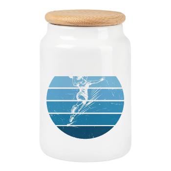 Vintage Handball Design for Women's Handball - Cookie Jar with Wooden Lid - white - Front