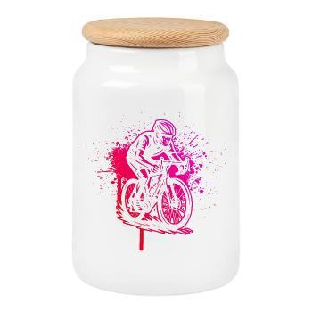 Clean road bike artwork for road bike - Cookie Jar with Wooden Lid - white - Front