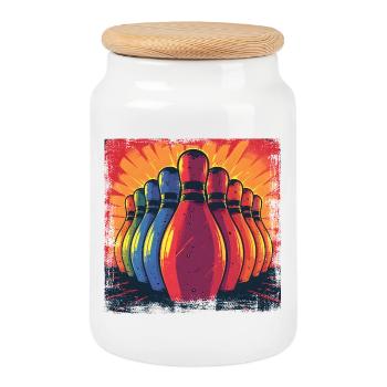 Bowling Vintage Style - Boîte à biscuits avec couvercle en bois - blanc - Devant
