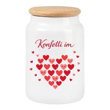 Confettis dans le cœur du carnaval - Boîte à biscuits avec couvercle en bois - blanc - Devant