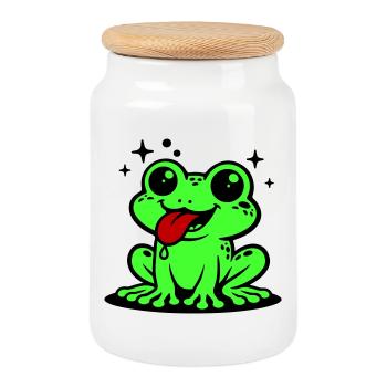Toad Comic Frog - Cookie Jar with Wooden Lid - white - Front