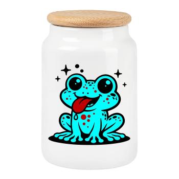Toad Comic Frog - Cookie Jar with Wooden Lid - white - Front