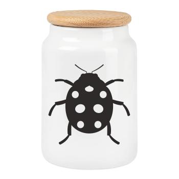Conception de coccinelle - Boîte à biscuits avec couvercle en bois - blanc - Devant