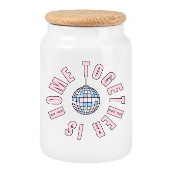 Home Is Where We Are Together - Disco Ball - Cookie Jar with Wooden Lid - white - Front