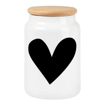 Motif Coeur - Boîte à biscuits avec couvercle en bois - blanc - Devant
