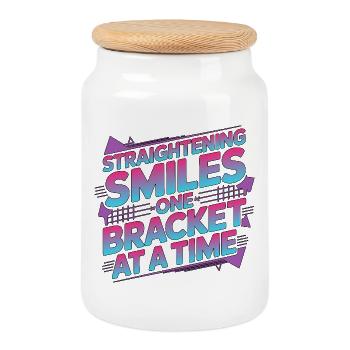 Spécialiste des appareils d’hygiène pour redresser les sourires - Boîte à biscuits avec couvercle en bois - blanc - Devant