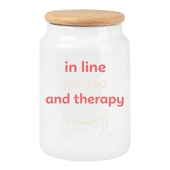 Travel anxiety humor, airport chaos, flying is - Cookie Jar with Wooden Lid - white - Front