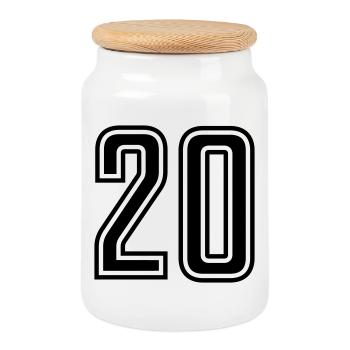 20 - Cookie Jar with Wooden Lid - white - Front