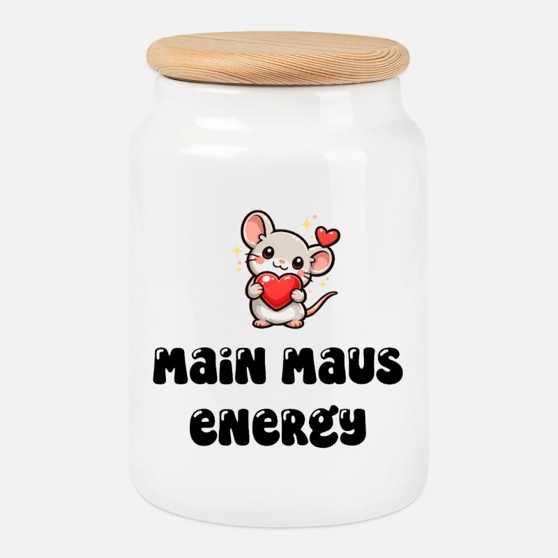 Main Maus Energy - Keksdose mit Holzdeckel - Weiß