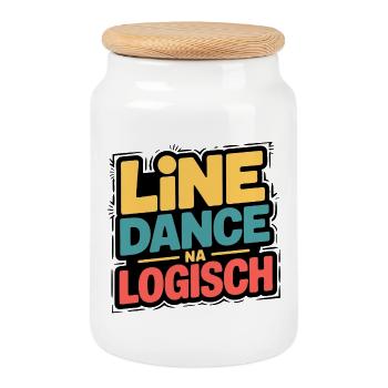 Line Dance Of course - Cookie Jar with Wooden Lid - white - Front