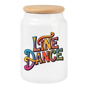 Line Dance Western Lettering - Cookie Jar with Wooden Lid - white - Front