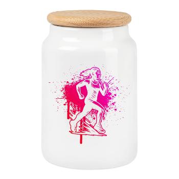 Running Love Look Clear pour la course - Boîte à biscuits avec couvercle en bois - blanc - Devant