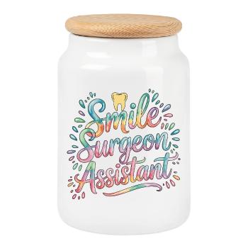 Periodontist Smile Surgeon Assistant Dental Clinic - Cookie Jar with Wooden Lid - white - Front