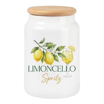 Limoncello Spritz – Sommer Drink Zitronen Design - Keksdose mit Holzdeckel - Weiß - Vorne