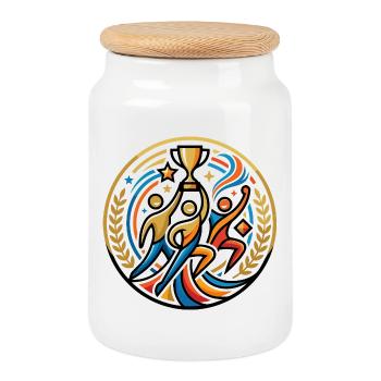 Vainqueur de la Coupe de la compétition sportive par équipe Victoire - Boîte à biscuits avec couvercle en bois - blanc - Devant