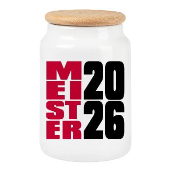 Meister 2026 Meisterschaft - Keksdose mit Holzdeckel - Weiß - Vorne