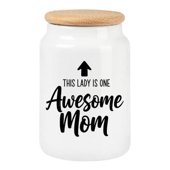 Cette dame est un super cadeau maman maman - Boîte à biscuits avec couvercle en bois - blanc - Devant