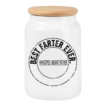 Best fart ever – Oops, I meant dad - Cookie Jar with Wooden Lid - white - Front