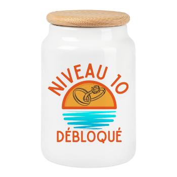 Level 10 Unlocked, Creative and Fresh Design - Cookie Jar with Wooden Lid - white - Front