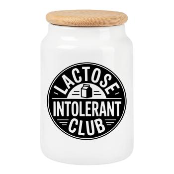 Lactose Intolerant Club - Cookie Jar with Wooden Lid - white - Front