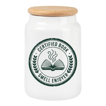 Fan certifié de parfums de livres | Lire - Boîte à biscuits avec couvercle en bois - blanc - Devant