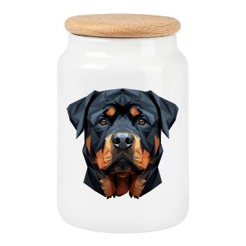 Rottweiler Dogs Love Proud Rottweiler Lovers - Cookie Jar with Wooden Lid - white - Front