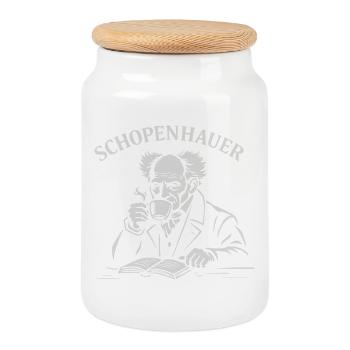 Arthur Schopenhauer boit du café - Boîte à biscuits avec couvercle en bois - blanc - Devant