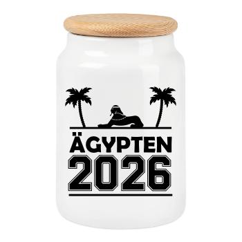 Egypt 2026 - Cookie Jar with Wooden Lid - white - Front