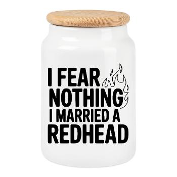 Ich fürchte nichts, ich habe eine Rothaarige geheiratet. - Keksdose mit Holzdeckel - Weiß - Vorne