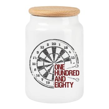 Darts 180 Dartboard Vintage - Cookie Jar with Wooden Lid - white - Front