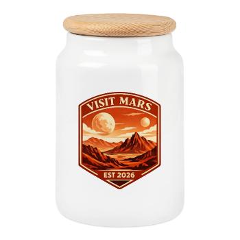 Affiche de voyage du parc national vintage Visit Mars - Boîte à biscuits avec couvercle en bois - blanc - Devant